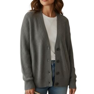 Old Navy Ribbed Gray Cardigan Old Money Button Down Large New